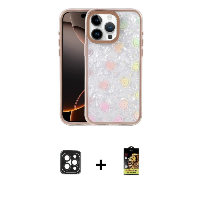 MARSİLYAN™- iPhone 16 Pro Max Kılıf Odak Prime - Siyah Buffer Cam Ekran Koruyucu + Siyah PVD Metal Kamera Lens