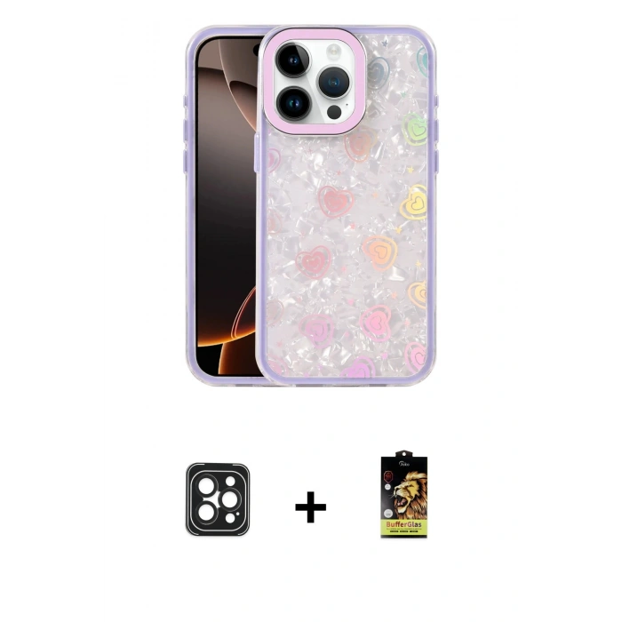 MARSİLYAN™- iPhone 16 Pro Max Kılıf Odak Prime - Siyah Buffer Cam Ekran Koruyucu + Siyah PVD Metal Kamera Lens
