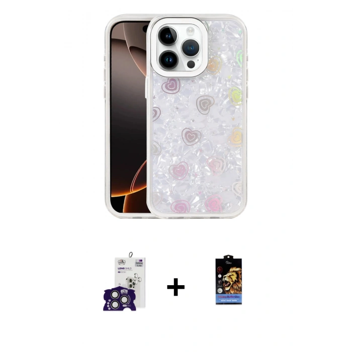 MARSİLYAN™- iPhone 16 Pro Max Kılıf Odak Prime - Siyah Buffer Hayalet Cam Ekran Koruyucu + Bilvis Titan Kamera Lens - TMGI