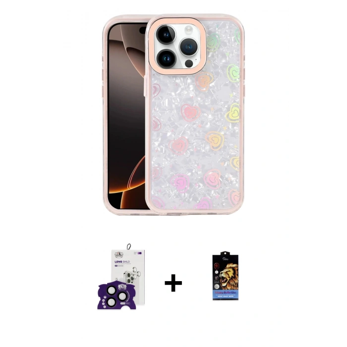 MARSİLYAN™- iPhone 16 Pro Max Kılıf Odak Prime - Siyah Buffer Hayalet Cam Ekran Koruyucu + Bilvis Titan Kamera Lens - SH