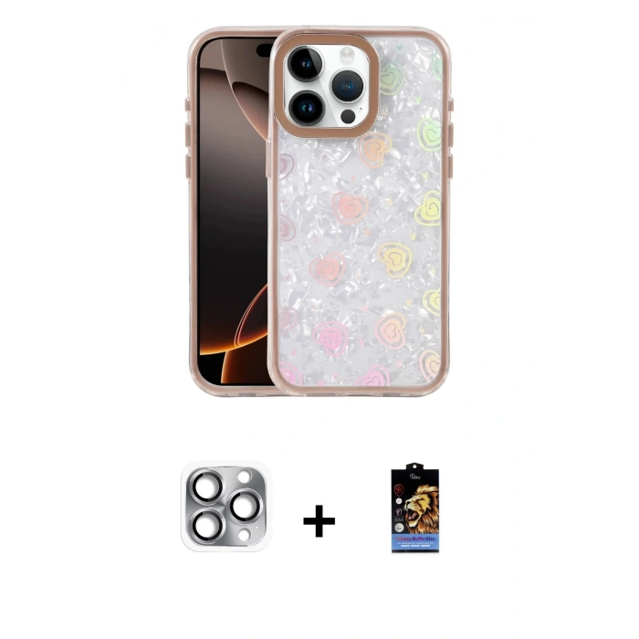 MARSİLYAN™- iPhone 16 Pro Max Kılıf Odak Prime - Siyah Buffer Hayalet Cam Ekran Koruyucu + Gri Pers Alüminyum Kamera Lens