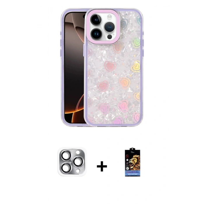 MARSİLYAN™- iPhone 16 Pro Max Kılıf Odak Prime - Siyah Buffer Hayalet Cam Ekran Koruyucu + Gri Pers Alüminyum Kamera Lens