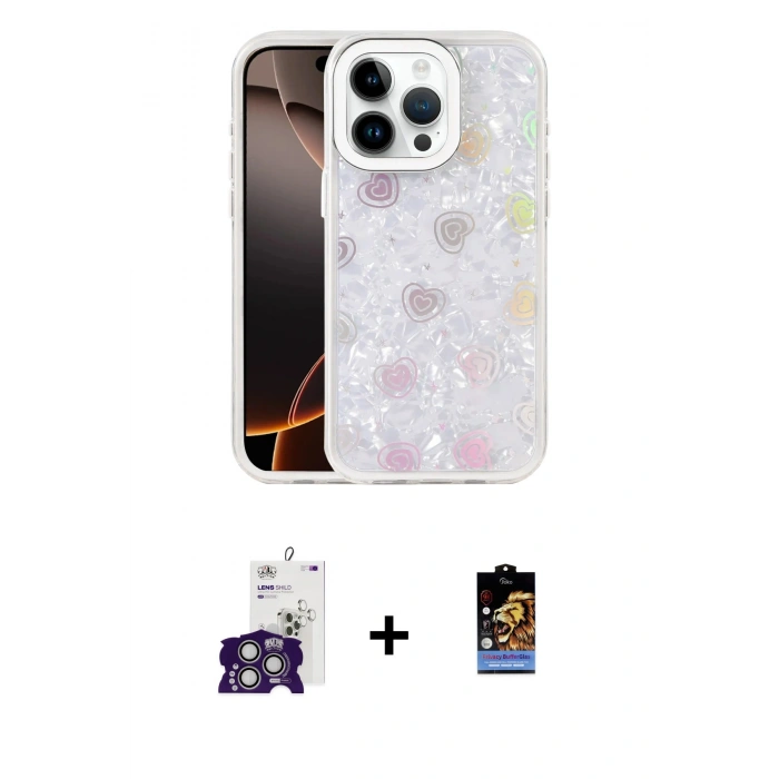 MARSİLYAN™- iPhone 16 Pro Max Kılıf Odak Prime - Siyah Buffer Hayalet Cam Ekran Koruyucu + Gümüş Bilvis Titan Kamera Lens