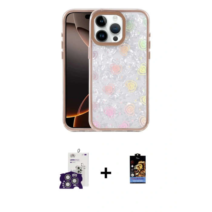 MARSİLYAN™- iPhone 16 Pro Max Kılıf Odak Prime - Siyah Buffer Hayalet Cam Ekran Koruyucu + Gümüş Bilvis Titan Kamera Lens