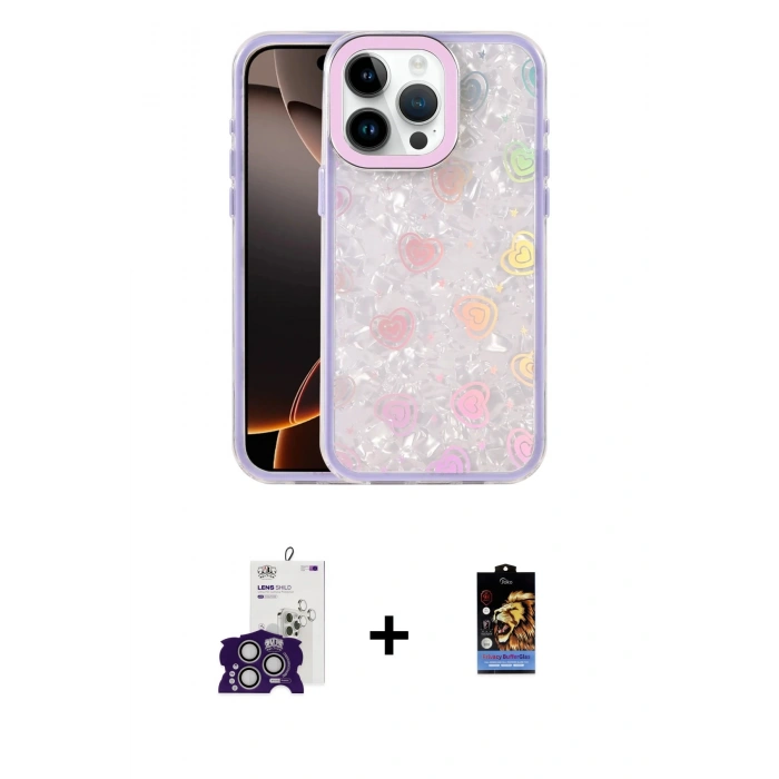 MARSİLYAN™- iPhone 16 Pro Max Kılıf Odak Prime - Siyah Buffer Hayalet Cam Ekran Koruyucu + Gümüş Bilvis Titan Kamera Lens
