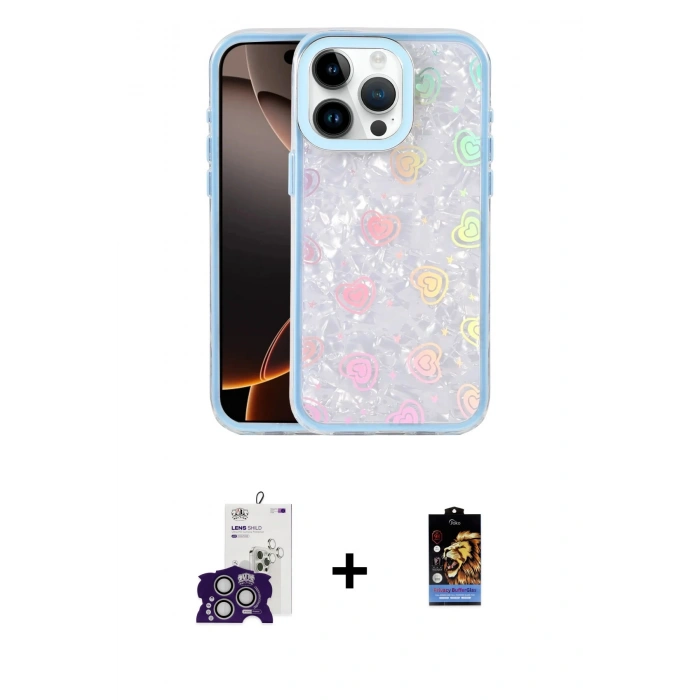 MARSİLYAN™- iPhone 16 Pro Max Kılıf Odak Prime - Siyah Buffer Hayalet Cam Ekran Koruyucu + Gümüş Bilvis Titan Kamera Lens