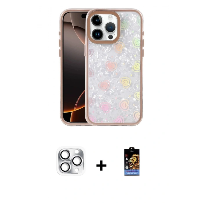 MARSİLYAN™- iPhone 16 Pro Max Kılıf Odak Prime - Siyah Buffer Hayalet Cam Ekran Koruyucu + Gümüş Pers Alüminyum Kamera Lens