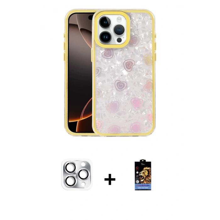 MARSİLYAN™- iPhone 16 Pro Max Kılıf Odak Prime - Siyah Buffer Hayalet Cam Ekran Koruyucu + Gümüş Pers Alüminyum Kamera Lens