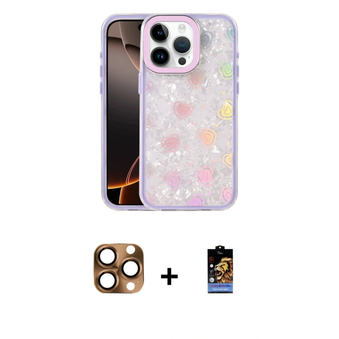 MARSİLYAN™- iPhone 16 Pro Max Kılıf Odak Prime - Siyah Buffer Hayalet Cam Ekran Koruyucu + Pers Alüminyum Kamera Lens - CLTM