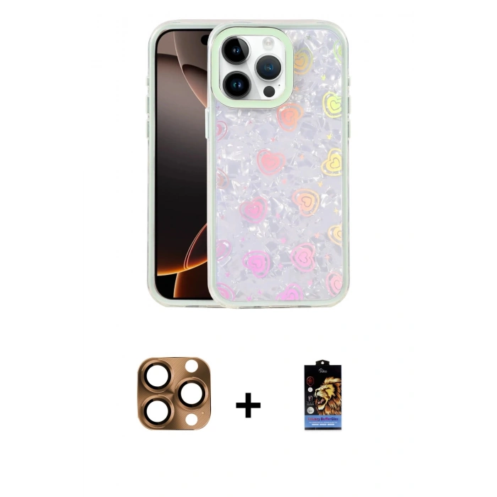 MARSİLYAN™- iPhone 16 Pro Max Kılıf Odak Prime - Siyah Buffer Hayalet Cam Ekran Koruyucu + Pers Alüminyum Kamera Lens - CLTM