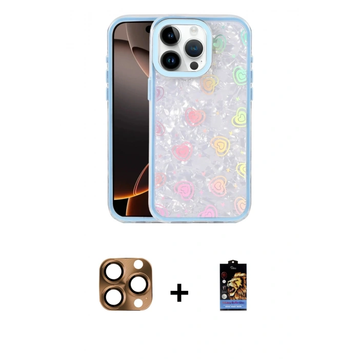 MARSİLYAN™- iPhone 16 Pro Max Kılıf Odak Prime - Siyah Buffer Hayalet Cam Ekran Koruyucu + Pers Alüminyum Kamera Lens - CLTM