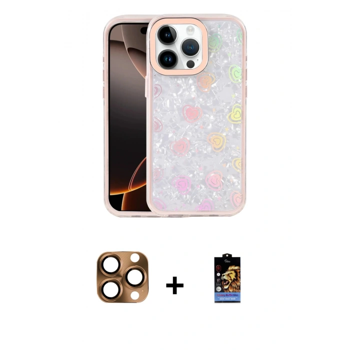 MARSİLYAN™- iPhone 16 Pro Max Kılıf Odak Prime - Siyah Buffer Hayalet Cam Ekran Koruyucu + Pers Alüminyum Kamera Lens - CLTM