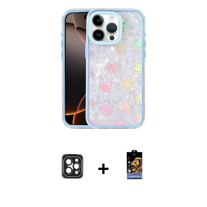 MARSİLYAN™- iPhone 16 Pro Max Kılıf Odak Prime - Siyah Buffer Hayalet Cam Ekran Koruyucu + PVD Metal Kamera Lens - SH