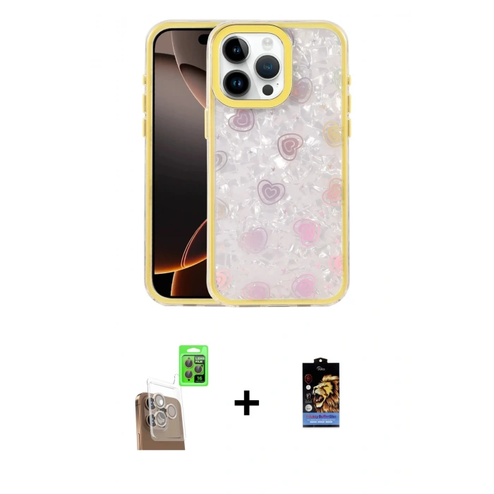 MARSİLYAN™- iPhone 16 Pro Max Kılıf Odak Prime - Siyah Buffer Hayalet Cam Ekran Koruyucu + Raze Metal Kamera Lens - CLTM