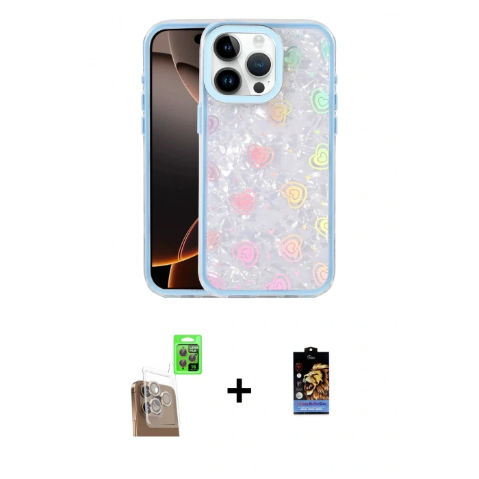 MARSİLYAN™- iPhone 16 Pro Max Kılıf Odak Prime - Siyah Buffer Hayalet Cam Ekran Koruyucu + Raze Metal Kamera Lens - CLTM