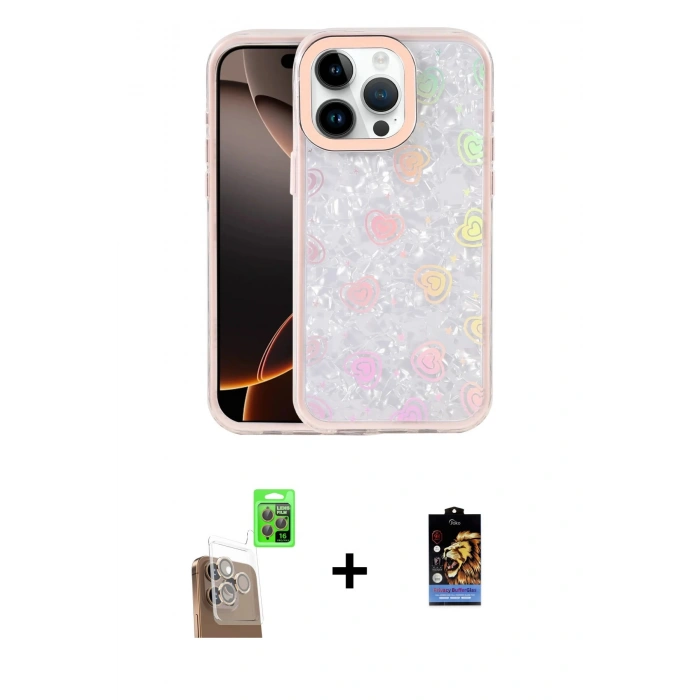 MARSİLYAN™- iPhone 16 Pro Max Kılıf Odak Prime - Siyah Buffer Hayalet Cam Ekran Koruyucu + Raze Metal Kamera Lens - CLTM