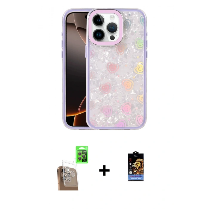 MARSİLYAN™- iPhone 16 Pro Max Kılıf Odak Prime - Siyah Buffer Hayalet Cam Ekran Koruyucu + Raze Metal Kamera Lens - CLTM