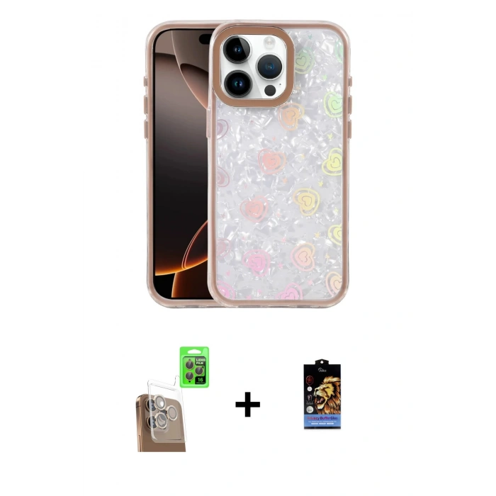 MARSİLYAN™- iPhone 16 Pro Max Kılıf Odak Prime - Siyah Buffer Hayalet Cam Ekran Koruyucu + Raze Metal Kamera Lens - CLTM