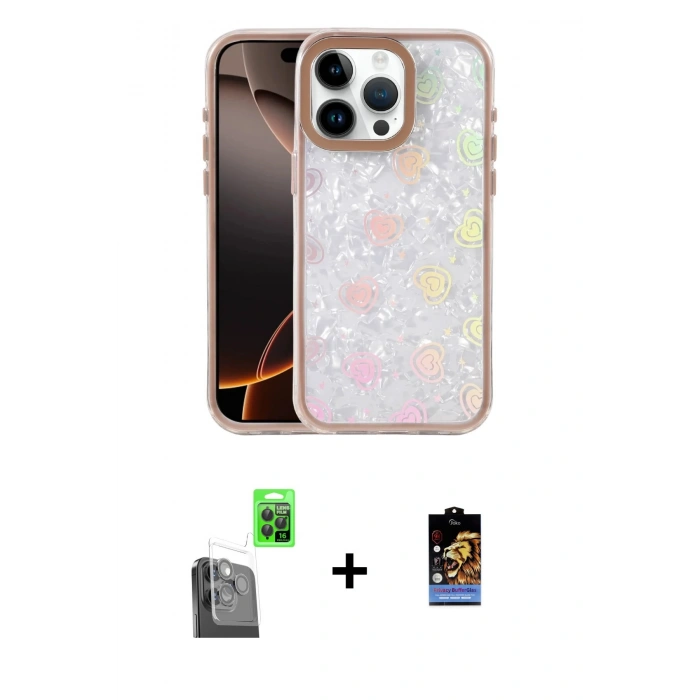MARSİLYAN™- iPhone 16 Pro Max Kılıf Odak Prime - Siyah Buffer Hayalet Cam Ekran Koruyucu + Siyah Raze Metal Kamera Lens