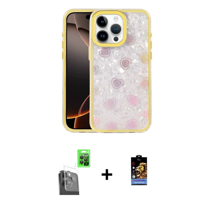 MARSİLYAN™- iPhone 16 Pro Max Kılıf Odak Prime - Siyah Buffer Hayalet Cam Ekran Koruyucu + Siyah Raze Metal Kamera Lens