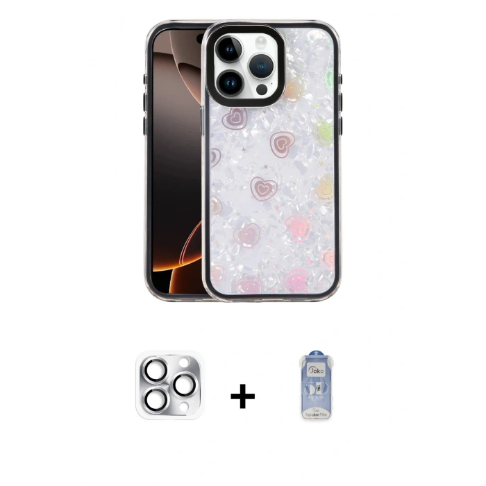 MARSİLYAN™- iPhone 16 Pro Max Kılıf Odak Prime - Siyah Joko Magic 5D Cam + Pers Alüminyum Kamera Lens - GS