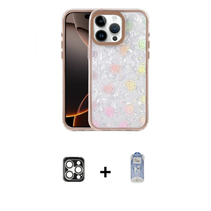 MARSİLYAN™- iPhone 16 Pro Max Kılıf Odak Prime - Siyah Joko Magic 5D Cam + Gümüş PVD Metal Kamera Lens