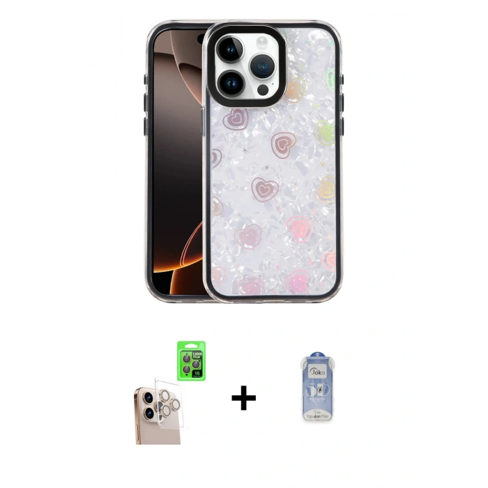 MARSİLYAN™- iPhone 16 Pro Max Kılıf Odak Prime - Siyah Joko Magic 5D Cam + Raze Metal Kamera Lens - NLGY