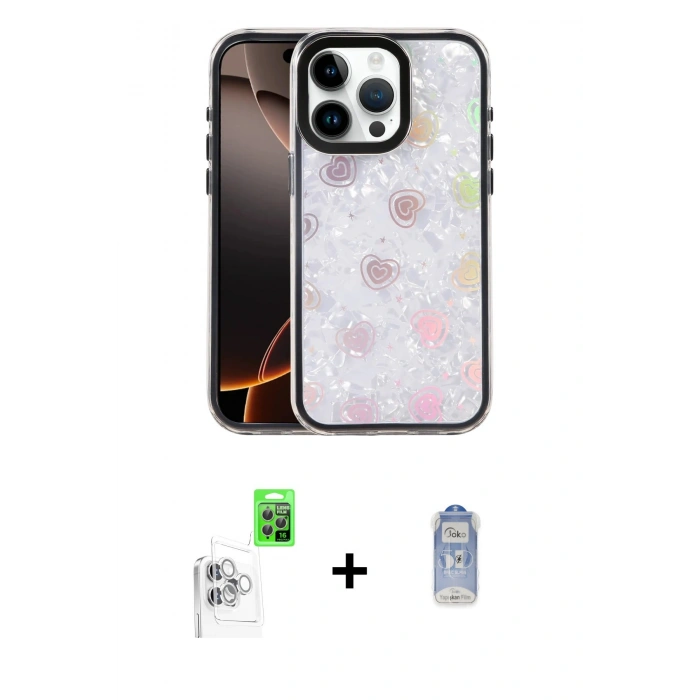 MARSİLYAN™- iPhone 16 Pro Max Kılıf Odak Prime - Siyah Joko Magic 5D Cam + Raze Metal Kamera Lens - BZ