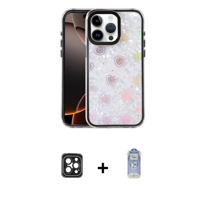 MARSİLYAN™- iPhone 16 Pro Max Kılıf Odak Prime - Siyah Joko Magic 5D Cam + Siyah PVD Metal Kamera Lens