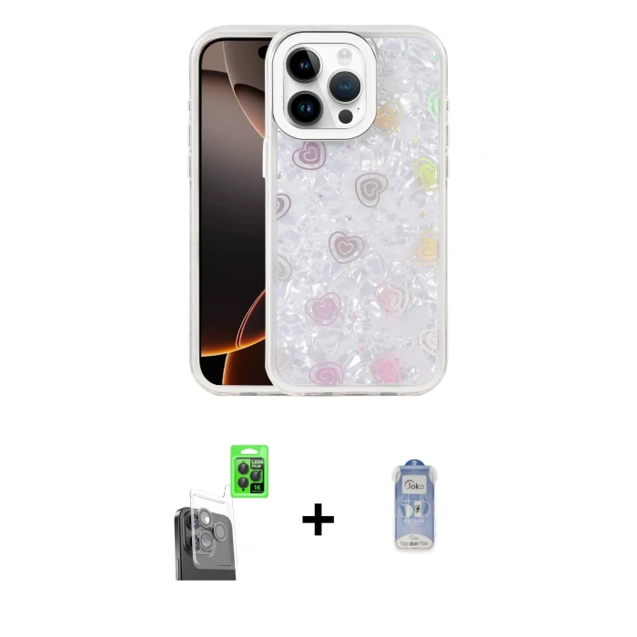MARSİLYAN™- iPhone 16 Pro Max Kılıf Odak Prime - Siyah Joko Magic 5D Cam + Siyah Raze Metal Kamera Lens