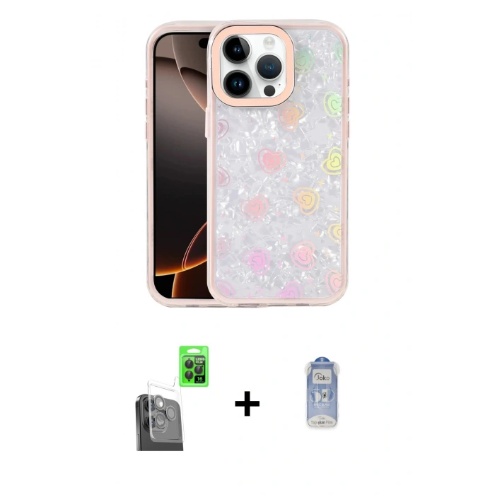 MARSİLYAN™- iPhone 16 Pro Max Kılıf Odak Prime - Siyah Joko Magic 5D Cam + Siyah Raze Metal Kamera Lens