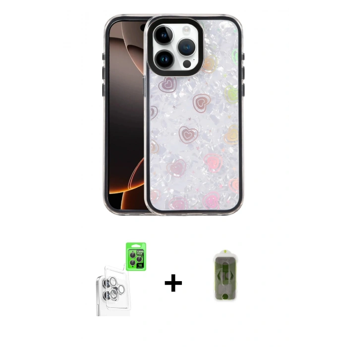 MARSİLYAN™- iPhone 16 Pro Max Kılıf Odak Prime - Siyah Joko Magic 5D Hayalet Cam + Raze Metal Kamera Lens - BZ