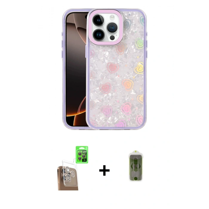 MARSİLYAN™- iPhone 16 Pro Max Kılıf Odak Prime - Siyah Joko Magic 5D Hayalet Cam + Çöl Titanyum Raze Metal Kamera Lens