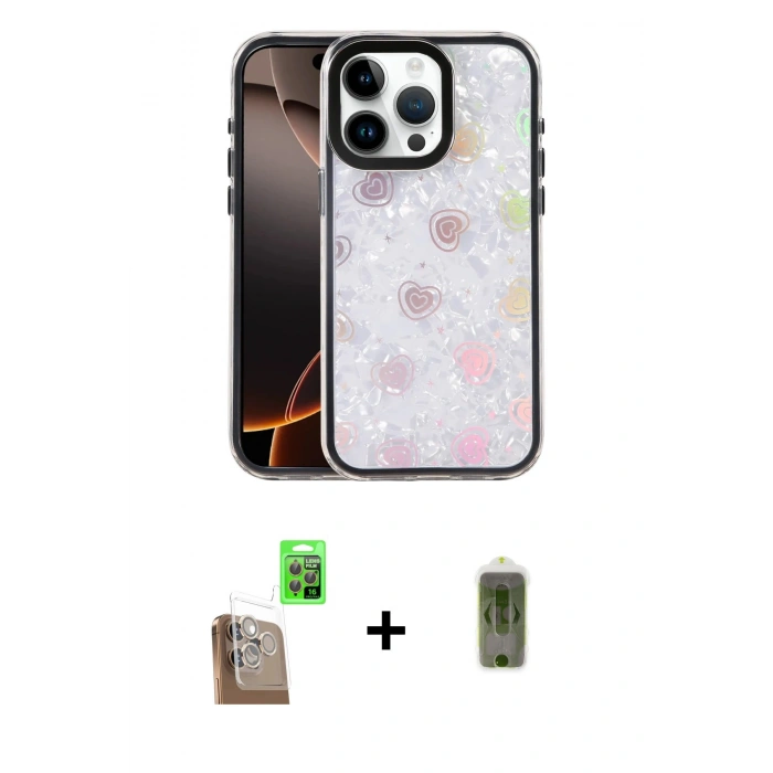 MARSİLYAN™- iPhone 16 Pro Max Kılıf Odak Prime - Siyah Joko Magic 5D Hayalet Cam + Çöl Titanyum Raze Metal Kamera Lens