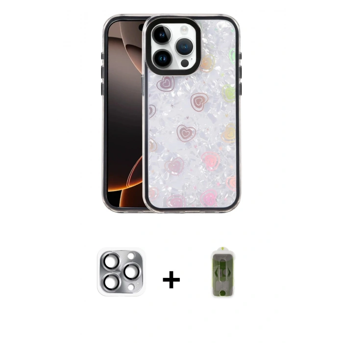 MARSİLYAN™- iPhone 16 Pro Max Kılıf Odak Prime - Siyah Joko Magic 5D Hayalet Cam + Pers Alüminyum Kamera Lens - GI