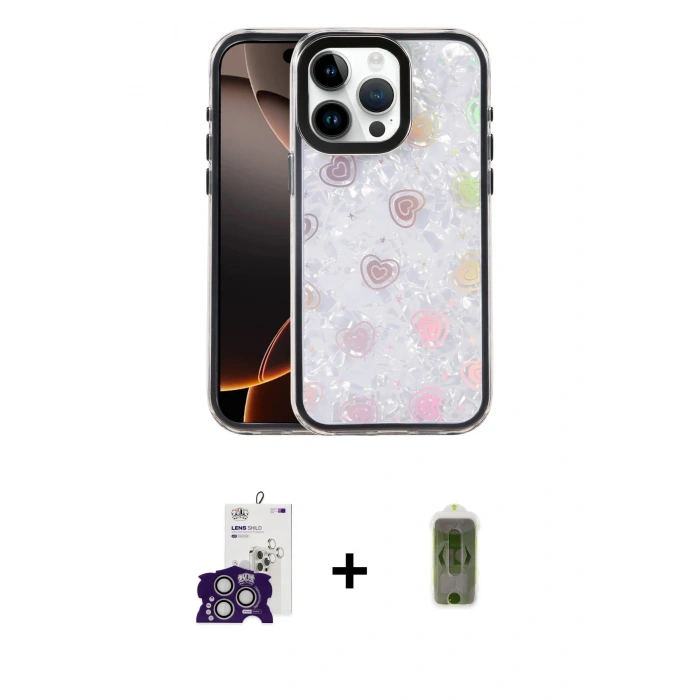 MARSİLYAN™- iPhone 16 Pro Max Kılıf Odak Prime - Siyah Joko Magic 5D Hayalet Cam + Bilvis Titan Kamera Lens - GS