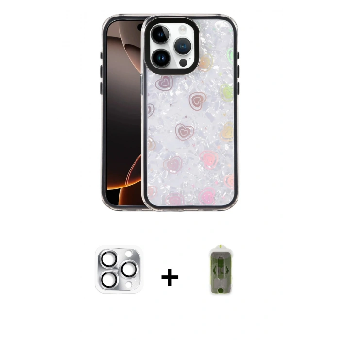 MARSİLYAN™- iPhone 16 Pro Max Kılıf Odak Prime - Siyah Joko Magic 5D Hayalet Cam + Pers Alüminyum Kamera Lens - GS
