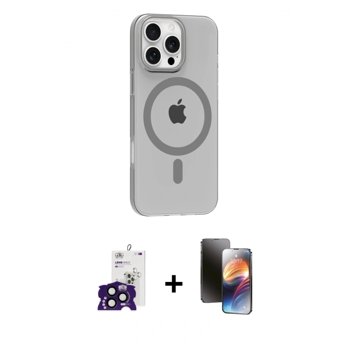 MARSİLYAN™- iPhone 16 Pro Max Kılıf Pusula Form Özel Seri - Siyah 3D Antistatik Mat Seramik Nano Ekran Koruyucu + Bilvis Titan Kamera Lens - SH