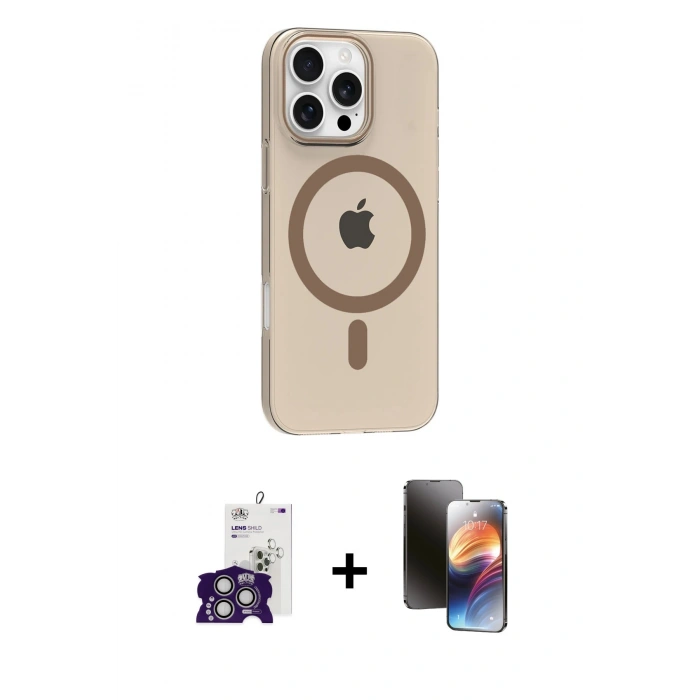 MARSİLYAN™- iPhone 16 Pro Max Kılıf Pusula Form Özel Seri - Siyah 3D Antistatik Mat Seramik Nano Ekran Koruyucu + Bilvis Titan Kamera Lens - GS