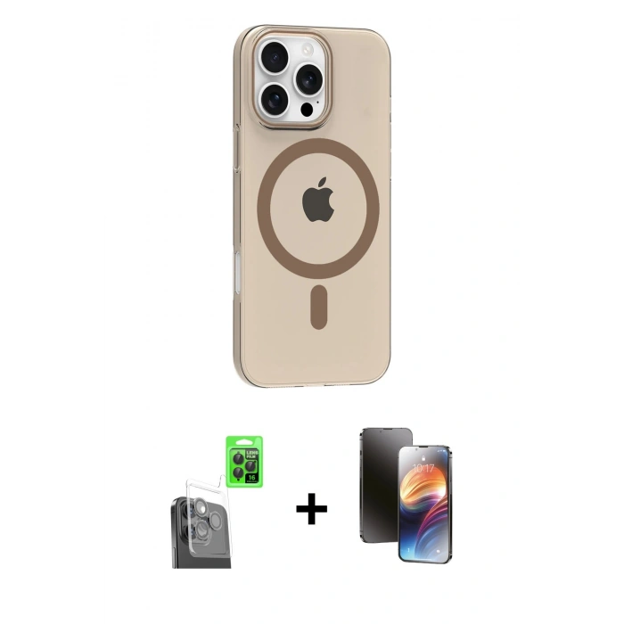 MARSİLYAN™- iPhone 16 Pro Max Kılıf Pusula Form Özel Seri - Siyah 3D Antistatik Mat Seramik Nano Ekran Koruyucu + Raze Metal Kamera Lens - SH
