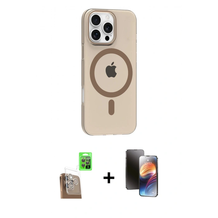 MARSİLYAN™- iPhone 16 Pro Max Kılıf Pusula Form Özel Seri - Siyah 3D Antistatik Mat Seramik Nano Ekran Koruyucu + Raze Metal Kamera Lens - CLTM