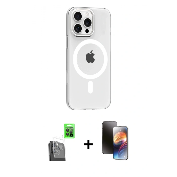MARSİLYAN™- iPhone 16 Pro Max Kılıf Pusula Form Özel Seri - Siyah 3D Antistatik Mat Seramik Nano Ekran Koruyucu + Raze Metal Kamera Lens - SH