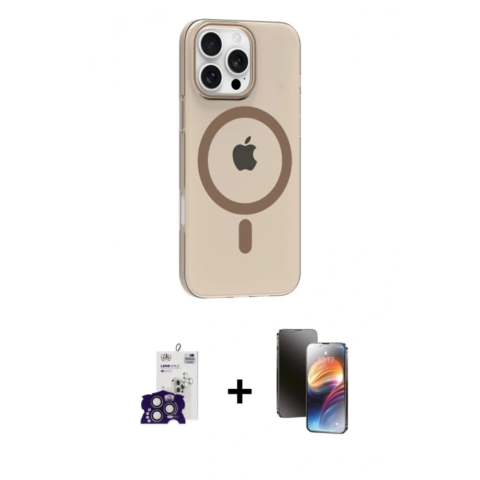 MARSİLYAN™- iPhone 16 Pro Max Kılıf Pusula Form Özel Seri - Siyah 3D Antistatik Mat Seramik Nano Ekran Koruyucu + Bilvis Titan Kamera Lens - TMGI