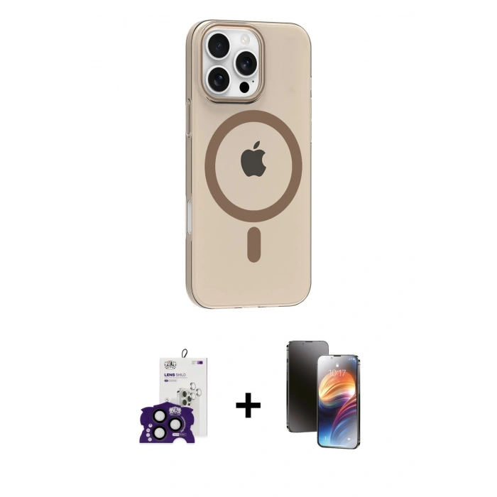 MARSİLYAN™- iPhone 16 Pro Max Kılıf Pusula Form Özel Seri - Siyah 3D Antistatik Mat Seramik Nano Ekran Koruyucu + Bilvis Titan Kamera Lens - SH
