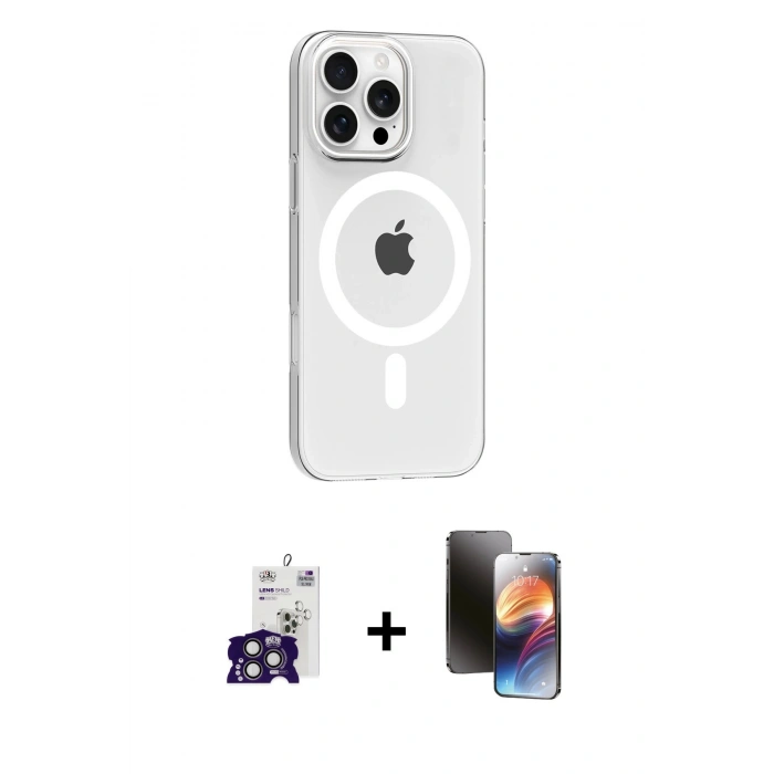 MARSİLYAN™- iPhone 16 Pro Max Kılıf Pusula Form Özel Seri - Siyah 3D Antistatik Mat Seramik Nano Ekran Koruyucu + Bilvis Titan Kamera Lens - TMGI