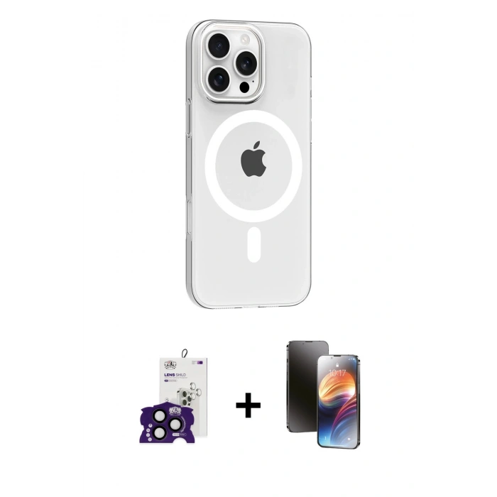 MARSİLYAN™- iPhone 16 Pro Max Kılıf Pusula Form Özel Seri - Siyah 3D Antistatik Mat Seramik Nano Ekran Koruyucu + Bilvis Titan Kamera Lens - SH