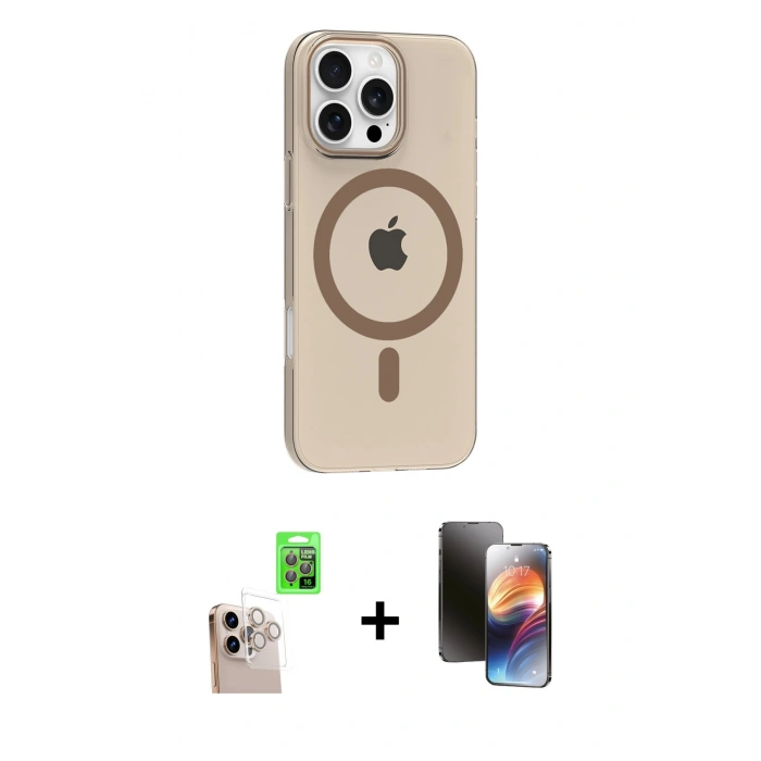 MARSİLYAN™- iPhone 16 Pro Max Kılıf Pusula Form Özel Seri - Siyah 3D Antistatik Mat Seramik Nano Ekran Koruyucu + Raze Metal Kamera Lens - NLGY