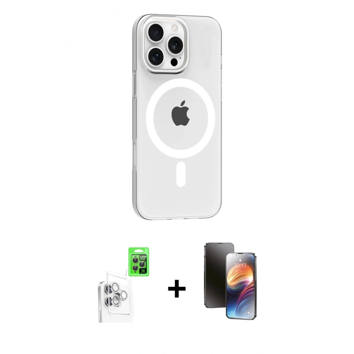 MARSİLYAN™- iPhone 16 Pro Max Kılıf Pusula Form Özel Seri - Siyah 3D Antistatik Mat Seramik Nano Ekran Koruyucu + Raze Metal Kamera Lens - BZ