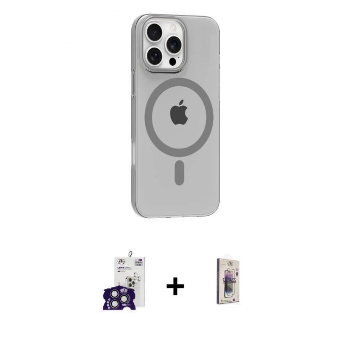 MARSİLYAN™- iPhone 16 Pro Max Kılıf Pusula Form Özel Seri - Siyah Bilvis 3D Cam Ekran Koruyucu + Bilvis Titan Kamera Lens - TMGI