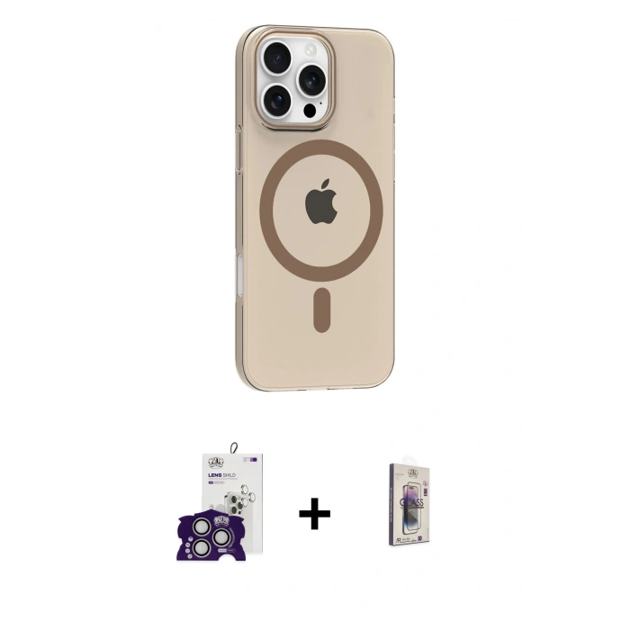 MARSİLYAN™- iPhone 16 Pro Max Kılıf Pusula Form Özel Seri - Siyah Bilvis 3D Cam Ekran Koruyucu + Bilvis Titan Kamera Lens - GS